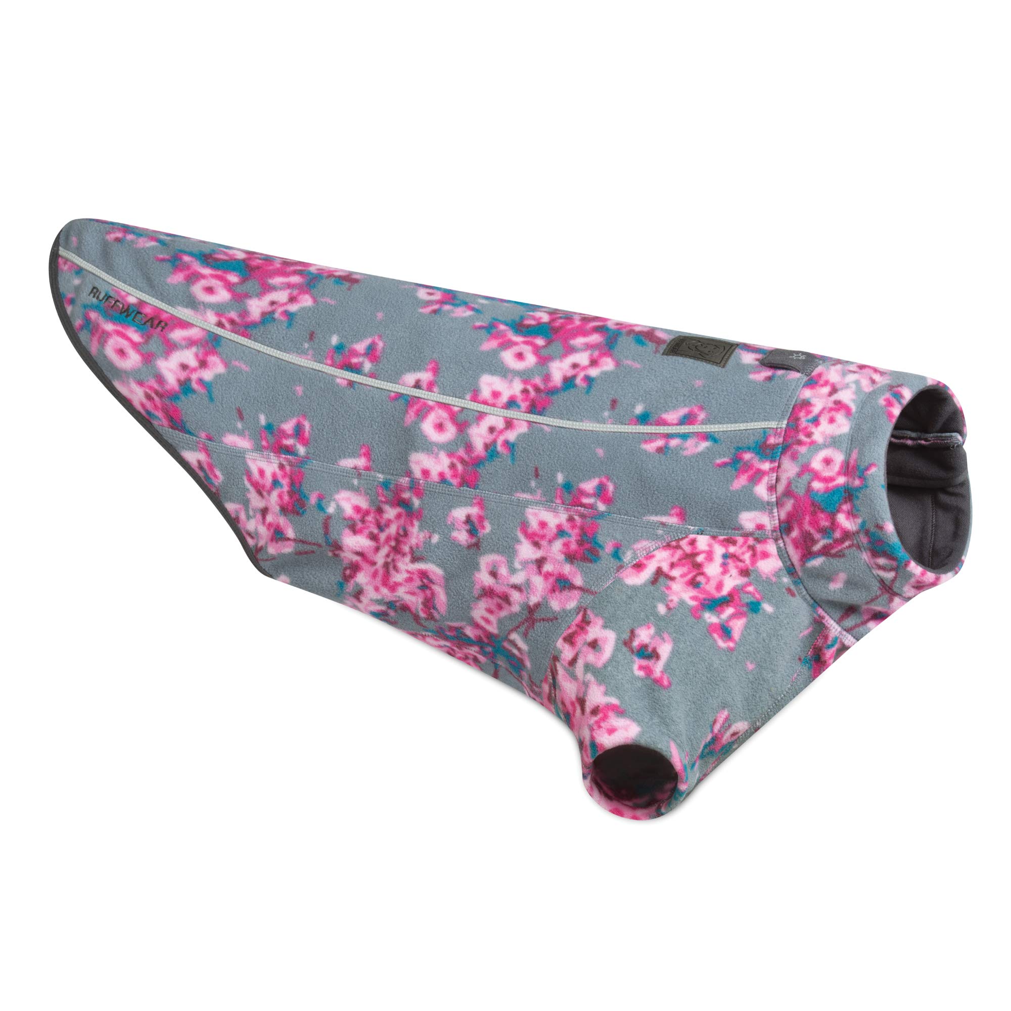 RUFFWEAR Fleece Dog Coat, Climate Changer Windproof & Fast Drying Zipped Jacket with Sleeves, for Cold Weather, Miniature Breeds, Blossom Pink/Grey – XX-Small (33-43cm)