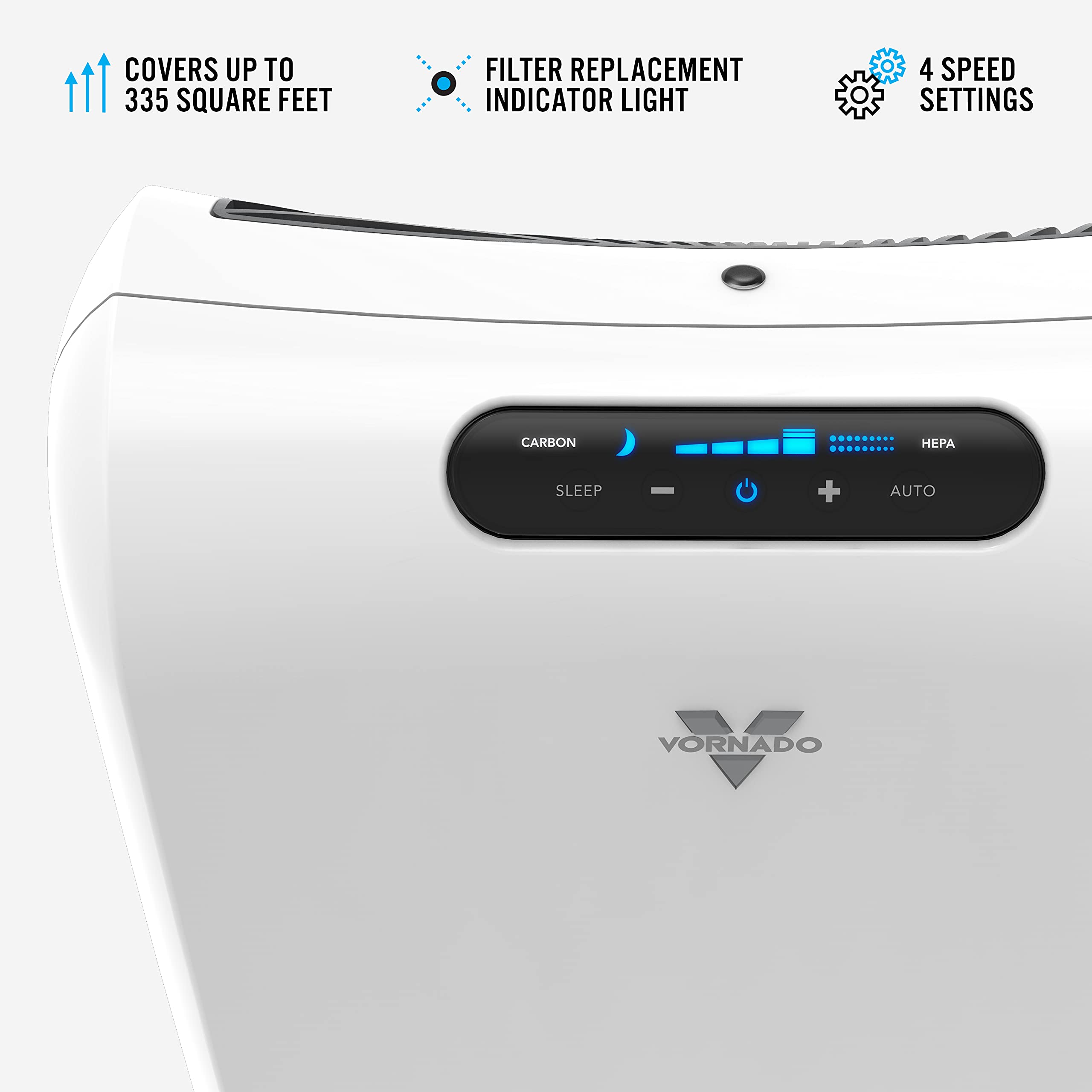 Vornado AC550 Air Purifier with True HEPA Filter, Captures Allergens, Smoke, Odors, Pollen, Dust, Mold Spores, Pet Dander, Ice White