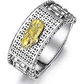 Seiyang Feng Shui Ring 925 Stering Silver Pixiu Mantra Ring Protection Wealth Adjustable Rings Gift for Men Women (with Gift Box)