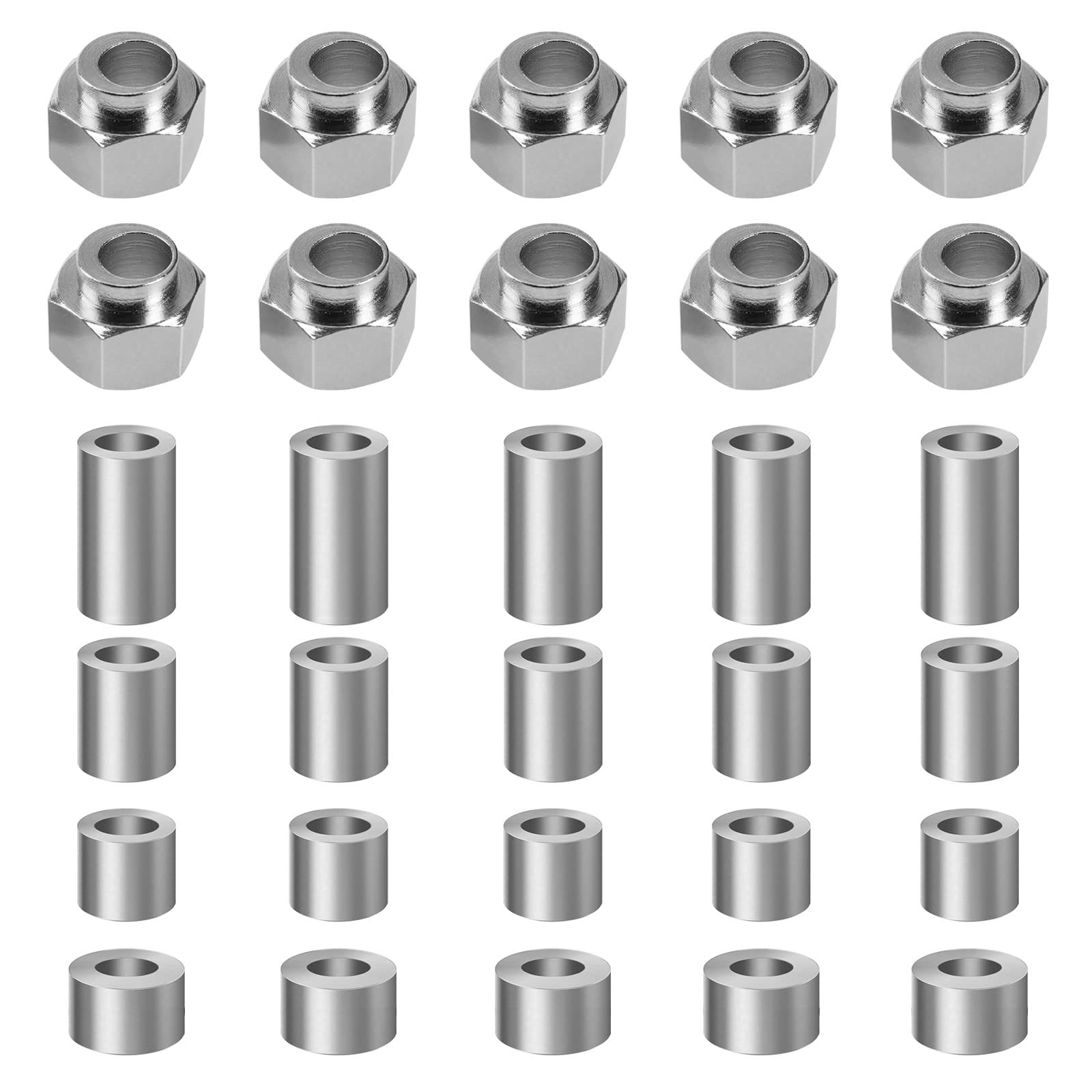 OTOTEC 10PCS Hexagonal Eccentric Column 20PCS Round Isolation Column for V Wheel 3D Printer Parts Steel Nickel-Plated Corrosion Resistant