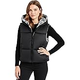 solomate Reversible Womens Winter Cropped Puffer Vest Sleeveless Fleece Lined Jacket Zipper Hoodie Short Coat
