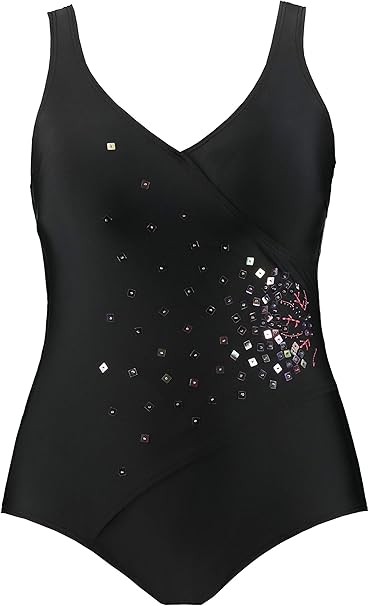 Ulla Popken Dames grote maten grote maten plus size badpak Laura, aardbeien, zwart, 42 Ulla Popken Dames grote maten grote maten plus size badpak Laura, aardbeien, zwart, 42