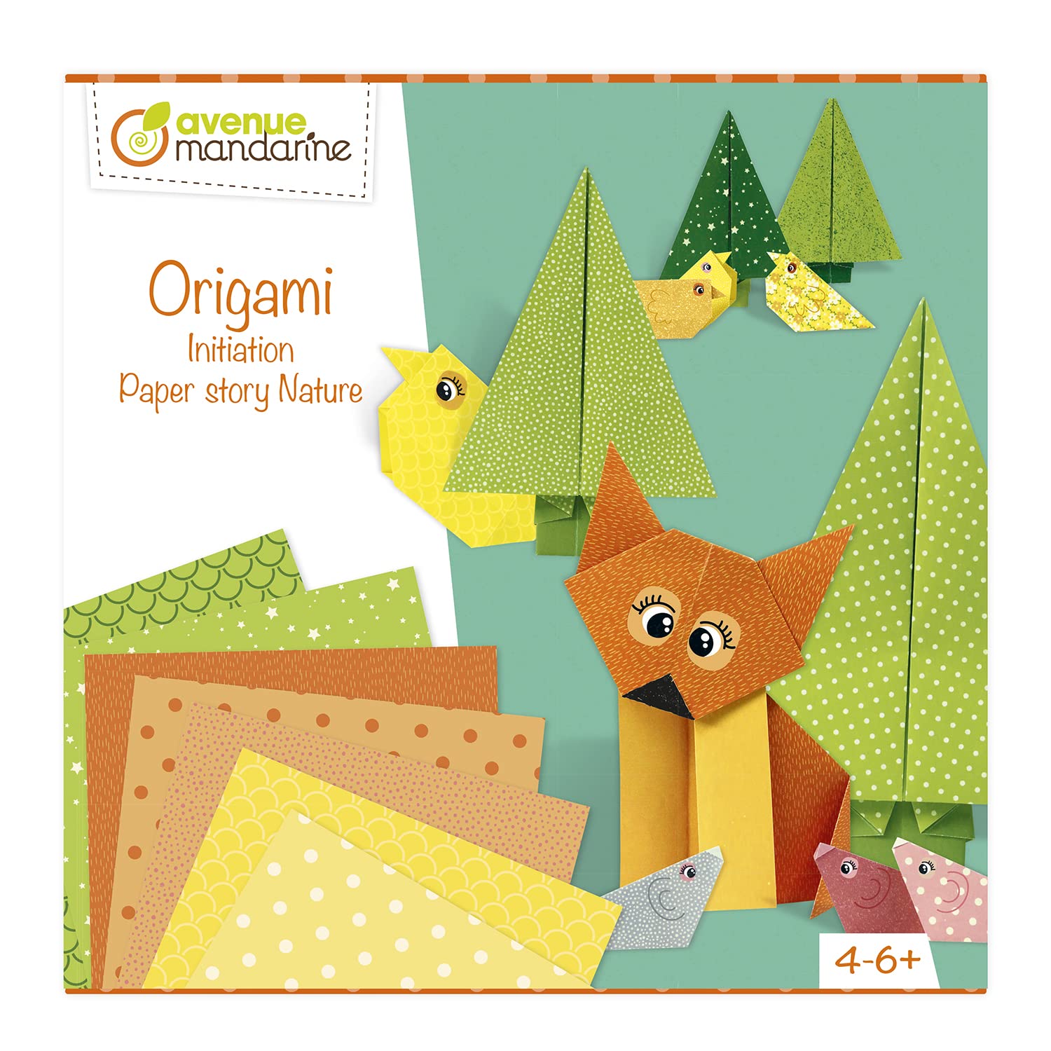 Avenue Mandarine - Ref CO176C - Origami 'Paper Story Nature' Activity Box - Contains 60 Sheets, 23 x 23cm, 96 Sheets 15 x 15cm, 200 Sheets 7 x 7cm Printed Patterns, Suitable for Ages 7-12+