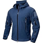 NAVEKULL Men's Tactical Hoodie Fleece Jacket Winter Warm Full-Zip Military Army Outdoor Hiking Coat with 7 Zip-pockets
