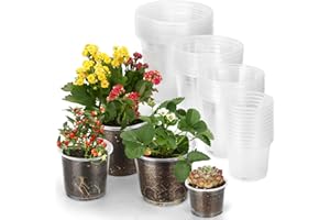 TAQIXI 48 Pack 7/6/5/3.5 Inch Clear Plastic Pots for Plants, Clear Nursery Pots with Drainage Holes, Reinforced Plastic Nursery Pots Variety Pack