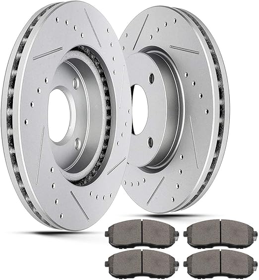 BRAKEUS Brake Rotors Ceramic Pads Fit for 20092014 Nissan