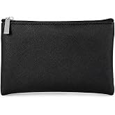 HUTUYIYI Small Makeup Bag for Women, PU Leather Cosmetic Pouch with Zipper, Waterproof Travel Makeup Pouch for Purse, Mini Organizer Bag for Lipstick, Jewelry and Daily Essentials (1, Black)