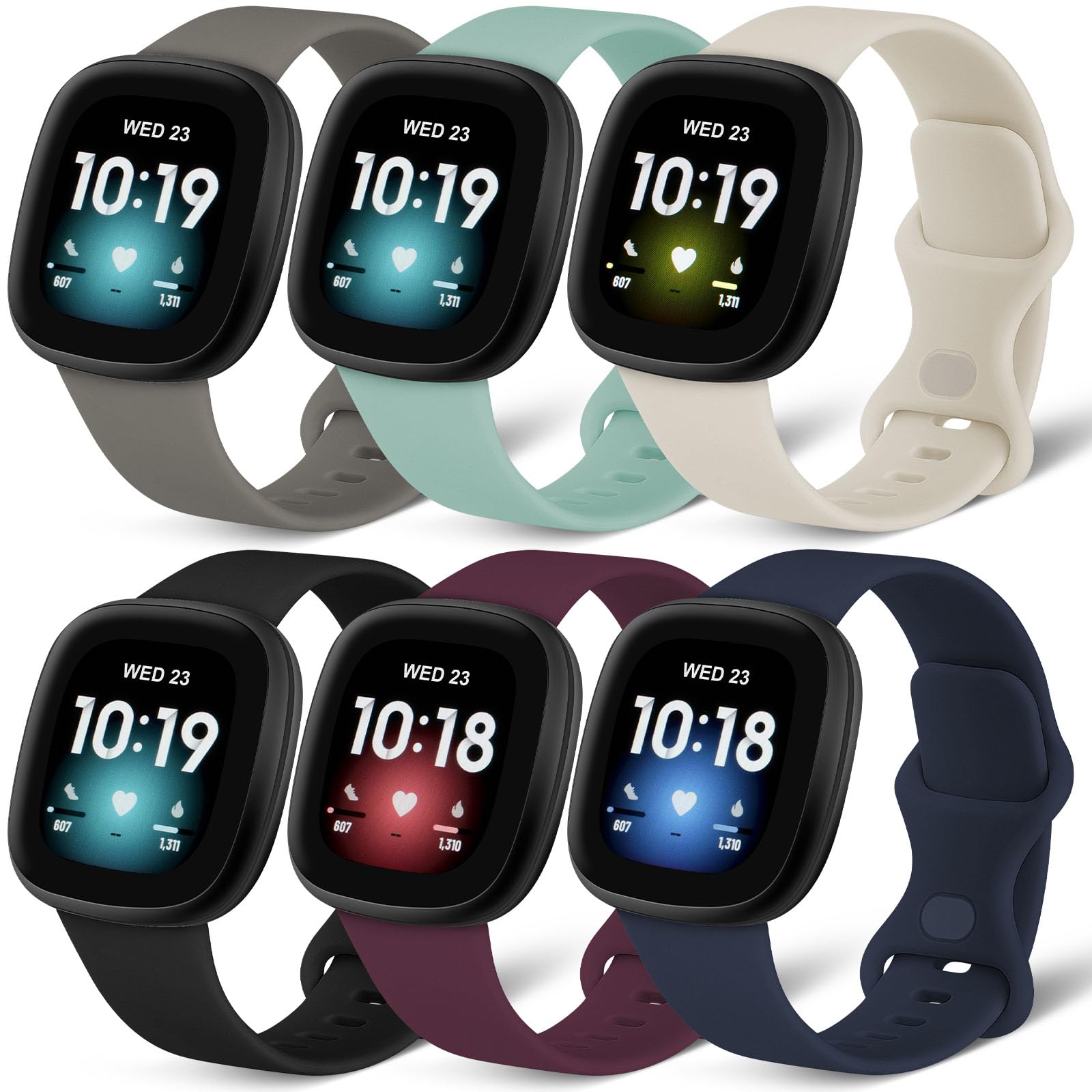 AXFEE Strap Compatible with Fit-bit Versa 3/4, Silicone Adjustable Sport Classic Replacement Straps Compatible with Fit-bit Versa 3/4 Strap/Sense 2(Not Watch)