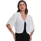 SURVODJA Womens Chiffon Cropped Cardigans Lightweight Sweaters Short Sleeve Bolero Shrugs for Dress