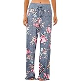 X-Image Women's Comfy Pajamas Drawstring Stretch Floral Print Long Wide Leg Lounge Pants