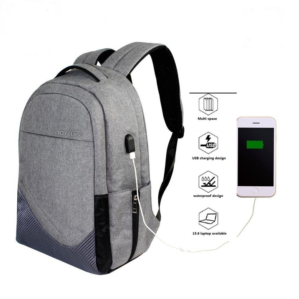 JINTU Anti-Theft Oxford 30L/Grey Backpack Shoulder Camera Bag Waterproof Laptop Rucksack School Case, Fit 15.6 inch Notebook -5 Stars Rated Product in USA UK