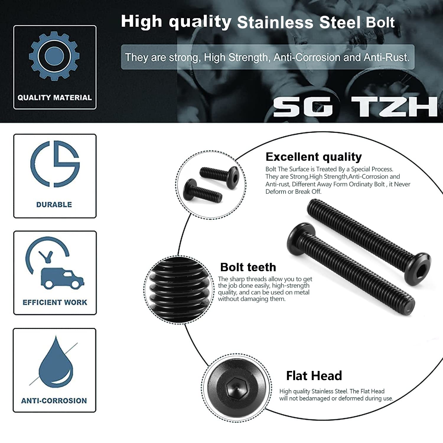 M6 x 85mm 10Pcs Flat Head Hex Socket Cap Screws