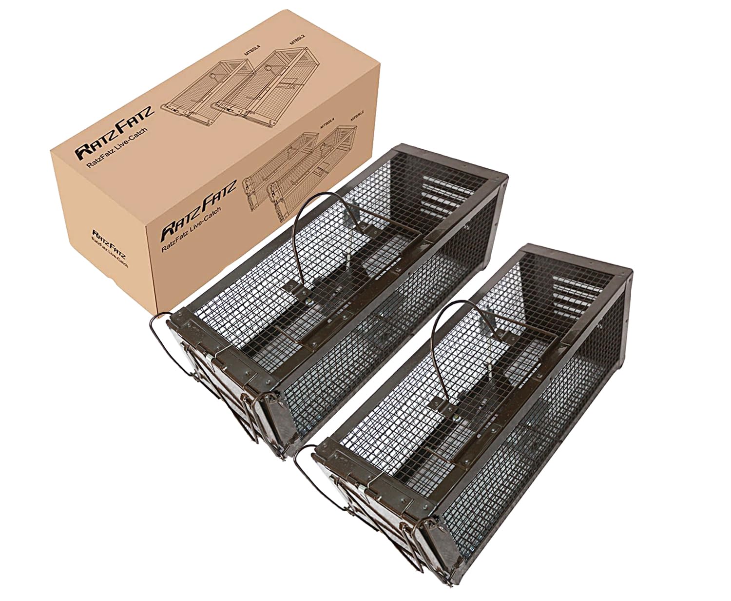 RatzFatz Humane rat traps, 2 Pcs Rat Cage Traps, Reusable Live-Catch Mousetrap, Adjustable Sensitivity, No Kill, for Indoor & Outdoor Use, Suitable for Mice Rats and Other Rodents of Similar Size