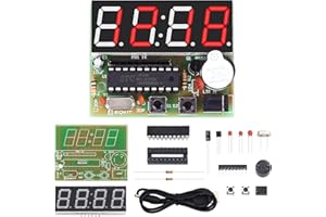 MiOYOOW 4-Digit Digital Clock Kits with PCB, DIY Alarm Clock Soldering Project Kit for Learning Electronics Soldering Practice with English Instructions