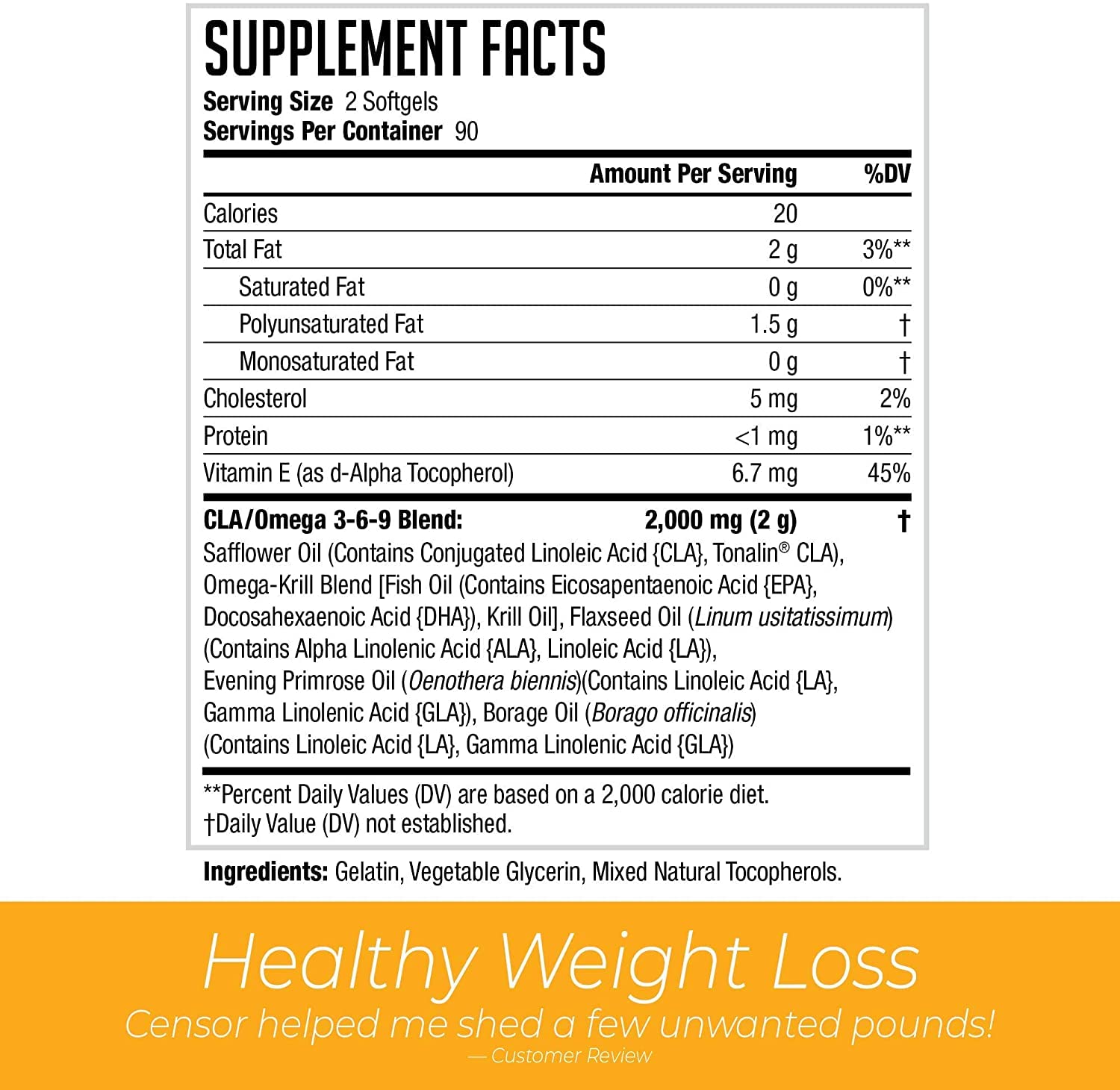 Censor NDS Nutrition Fat Loss and Body Toner with CLA, Fish Oil, Safflower and Omega 3-6-9 Blend - Dietary Supplement for Improved Energy, Metabolism and Health - 180 Softgels