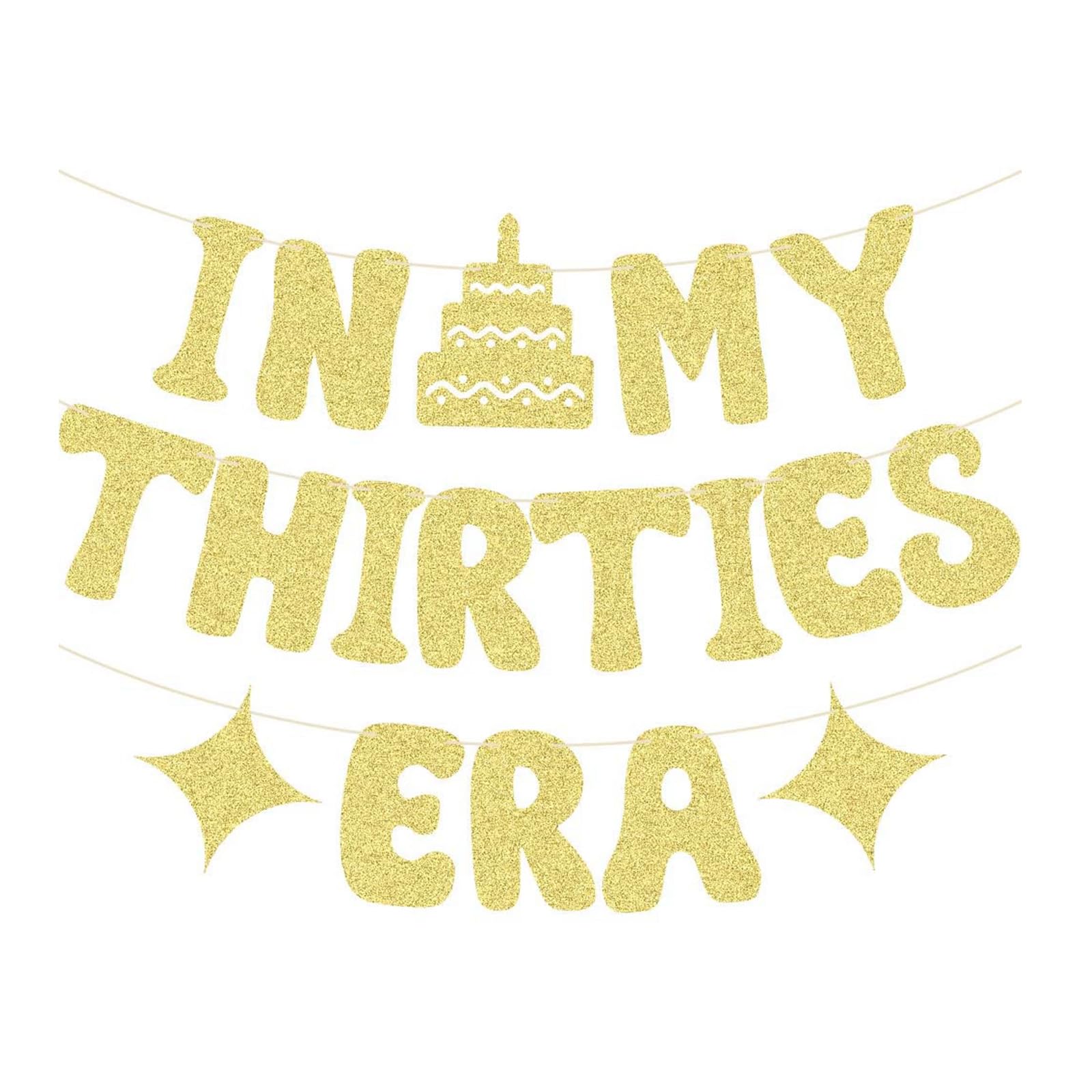 30th Birthday Decorations Banner, 30th Birthday Banner for Party, In My Thirties Era Banner, Gold Glitter 30 Banner Party Decoration for Women Men Indoor Birthday Decor