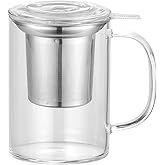 Enindel 3020.05 Glass Tea Mug with Infuser and Lid, Tea Cup, Clear, 20 OZ, GM005