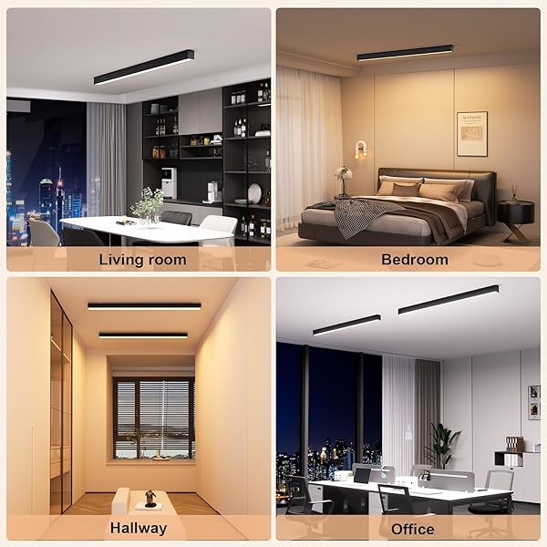 MODERN LED CEILING LIGHT WITH REMOTE, BLACK DIMMABLE CLOSE TO CEILING LAMP FIXTURES, 30W CCT (2700K-6000K), SMART LINEAR CEILING LIGHTS FOR LIVING ROOM BEDROOM OFFICE HALLWAY KITCHEN(39.1INCH/3.26FT)