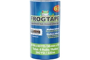 FrogTape ProGrade Blue Painters Tape with PAINTBLOCK, 1.5 Inch Wide (1.41 In. x 60 Yds), Medium Adhesion, Blue, 6 Rolls (242750)