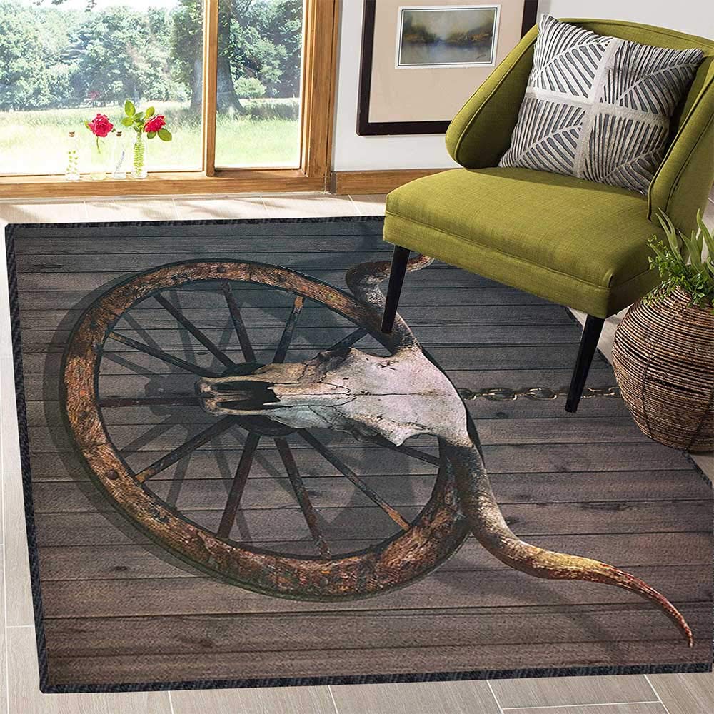 Amazon Com Barn Wood Wagon Wheel Indoor Outdoor Area Rug