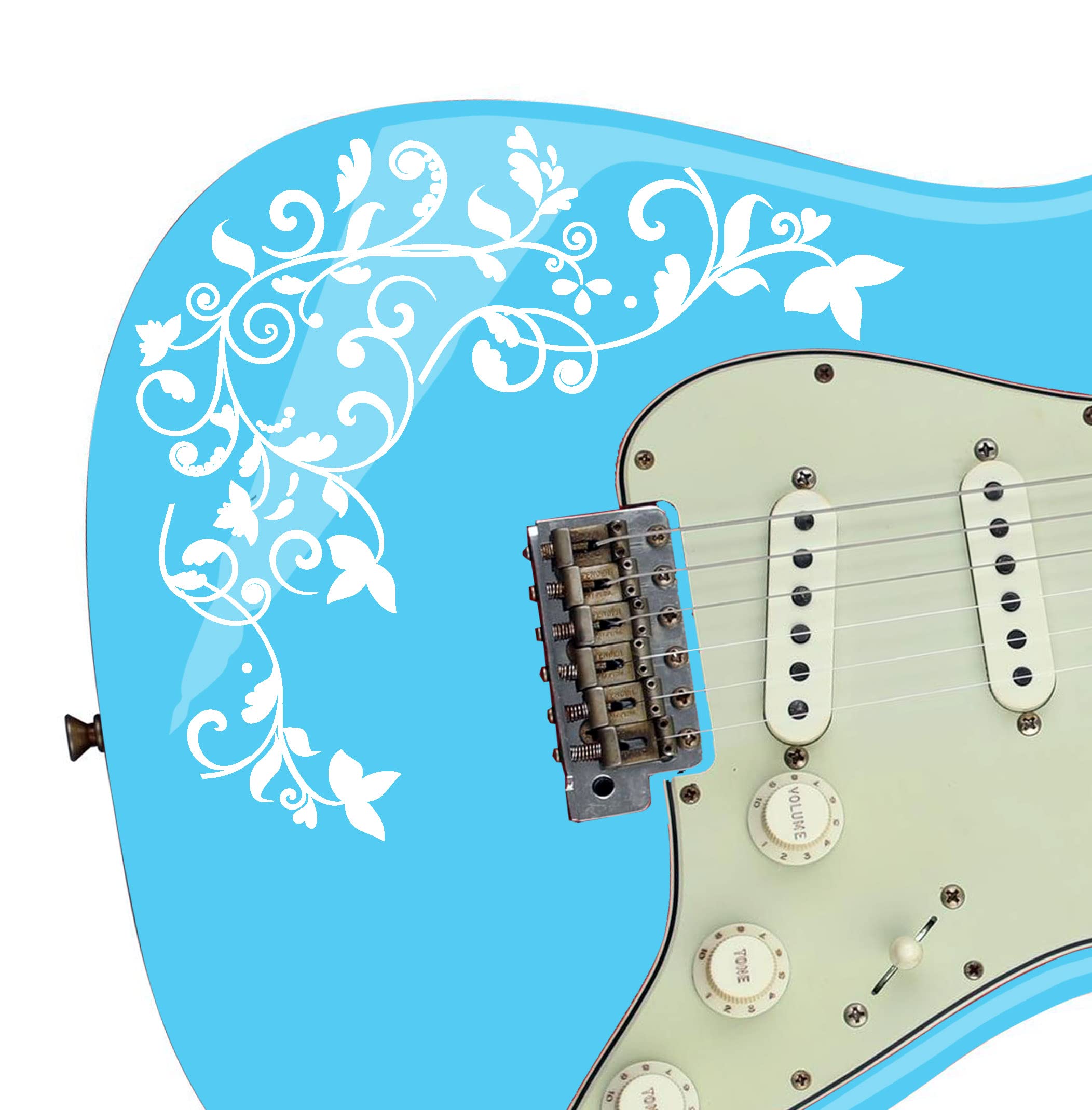 Custom Made Vine of Life Decal Sticker Fits Guitars & Basses. Colour Options Available. (White)