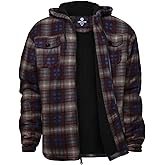 LeeHanTon Mens Flannel Jackets Sherpa Lined Fleece Zip Up Winter Warm Workout Plaid Sweatshirt with Hood