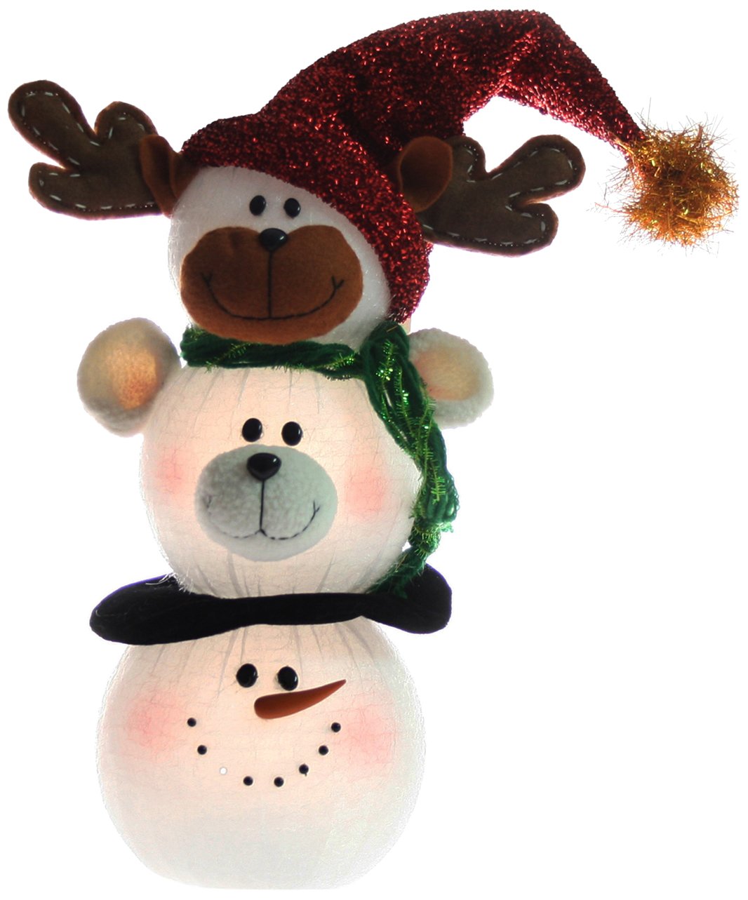 WeRChristmas Pre-Lit Colour Changing LED Reindeer, Bear and Snowman Christmas Decoration, 35 cm - Large