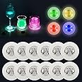 AHIIER 12 Pcs RGB Led Coasters - Multicolor Led Bar Coaster with 7 Colors, Bottle Lights and Sticker Lights for Party, Wedding, Bar