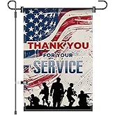 Thank You for Your Service Garden Flag Patriotic Banner 12X18 IN Memorial Day, Fourth of July, Veterans Day Patriotic Decorations (V3)