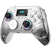 AOC Interactive Screen PC Controller — Wireless Controller Compatible with PC/Switch/Switch 2/iOS/Android, Hall Effect Joystick & Triggers, RGB Lighting, Adjustable Vibration/Turbo, 1000mAh Battery(White)