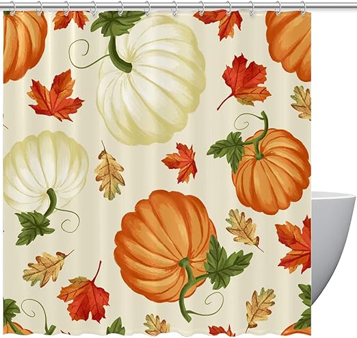 Amazon Co Jp Royallove シャワーカーテン 150 180cm 秋 かぼちゃ 葉 お風呂 浴室カーテン バスカーテン バス用品 目隠し用 薄手 ポリエステル Home Kitchen