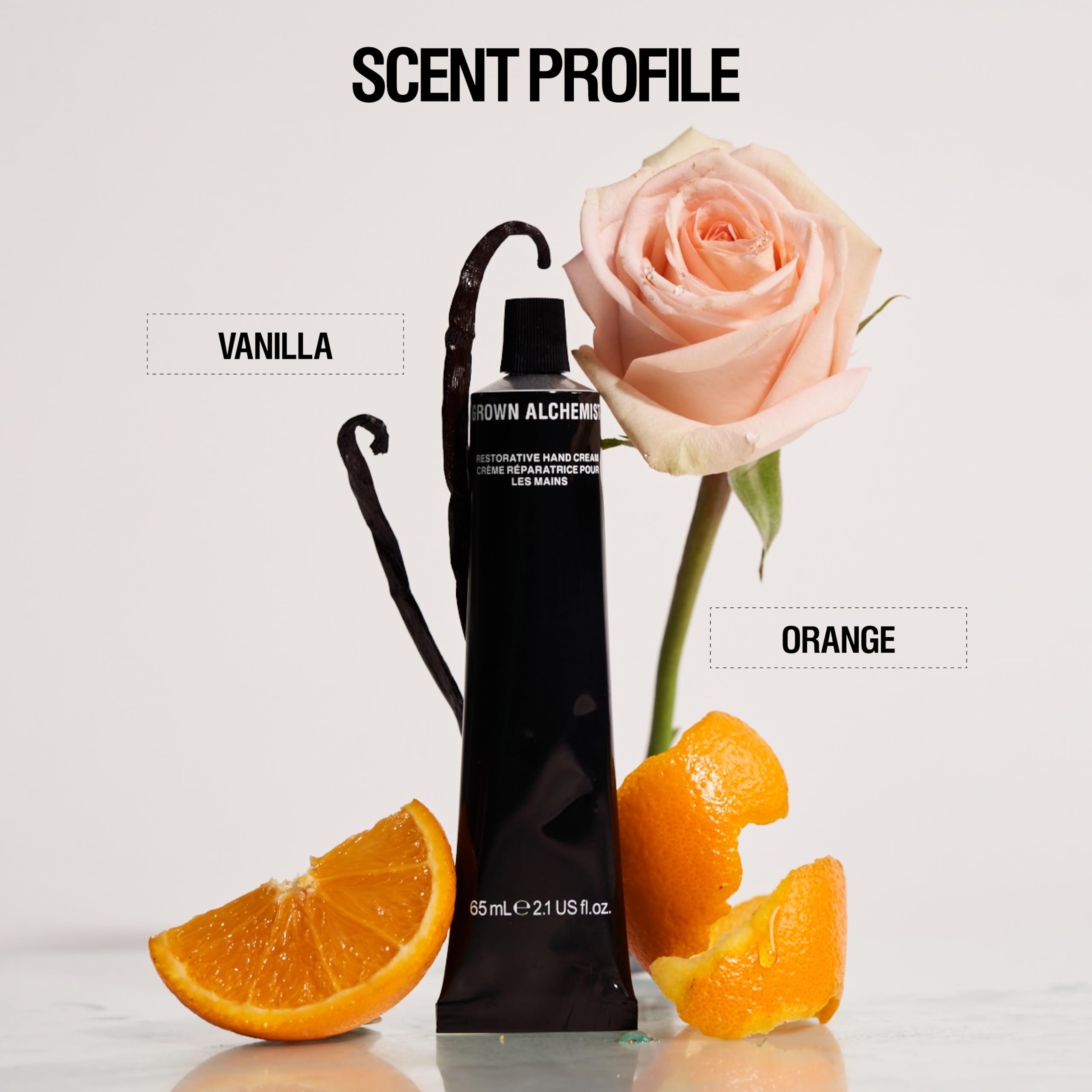Grown Alchemist Restorative Hand Cream. Vanilla and Orange Peel. Non-Greasy Moisturizer to Nourish and Soften Hands (65ml).