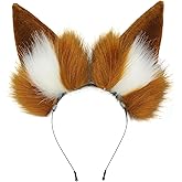 Focupaja Women Cat Ear Furry Animal Headband Handmade Cute Wolf Fox Cosplay Halloween Costume Headwear