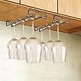 GeLive 10 Inch Under Cabinet Wine Glass Rack Stemware Holder Glass Storage Hanger Organizer for Kitchen and Bar 2-Pack (Black