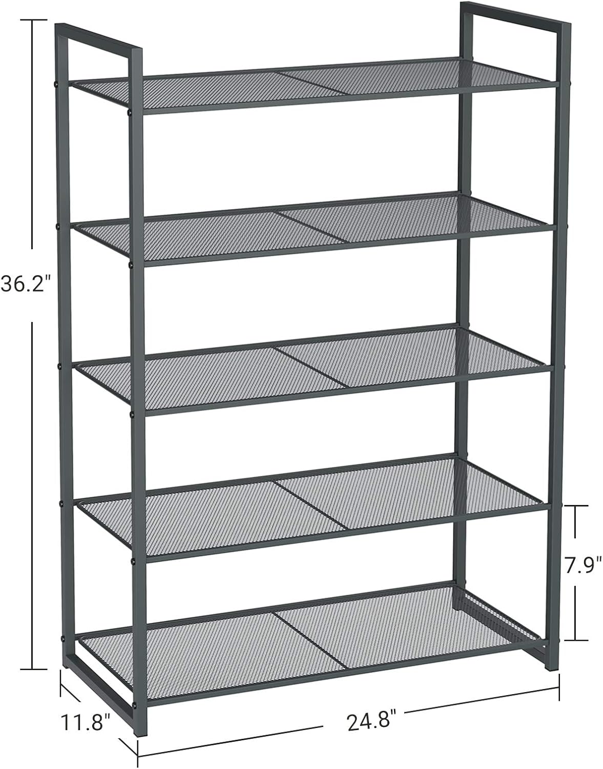 stackable shoe racks at walmart on Songmics 5 Tier Shoe Rack Stackable Shoe Organiser 15 20 Pairs Of Shoes Metal Shoe Rack Storage 24 8 X 11 8 X 36 2 Inches Smoky Gray Ulmr85gc Amazon In Home Kitchen
