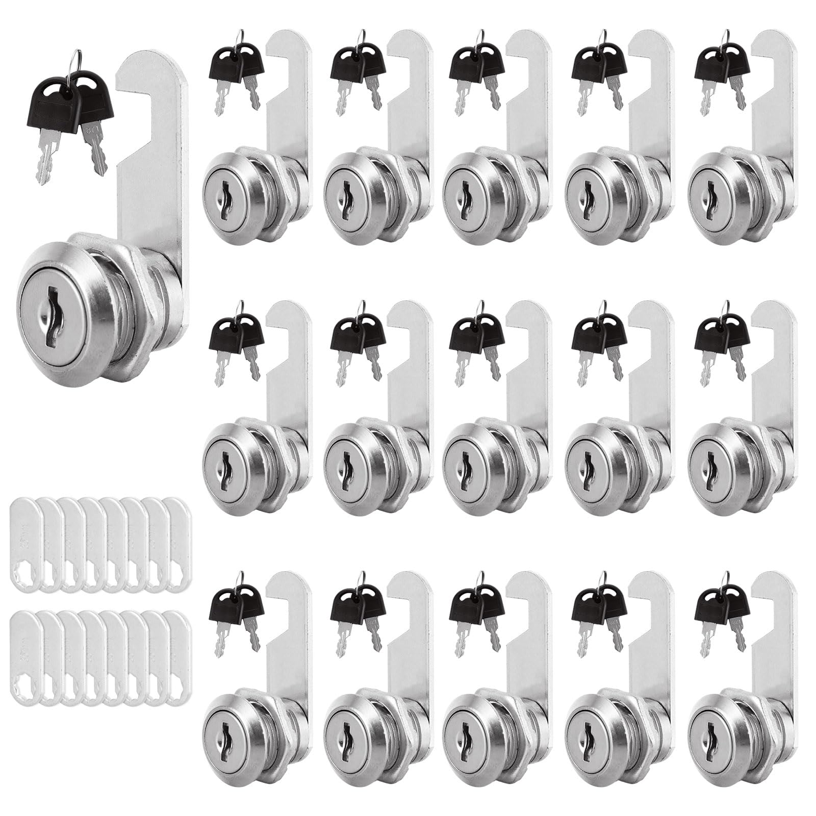MUXHEL 16 Set Cabinet Lock 16mm Cam Locks with Keys & 2 Different Plates Security LetterBox Lock Mailbox Post Box Lock for Cabinet Mailbox Drawer Wardrobe Letter Box