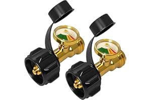 FJXBYWM Propane Tank Gauge,Propane Tank Gauge Level Indicator,Universal Propane Gauge for 5-40 lb LP Tank,Color-Coded Gas Pressure Meter/Leak Detector QCC1/Type1,Easy to Read for BBQ,RV,Camper,Heater-2PCS
