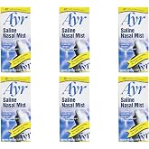 Ayr Saline Nasal Mist Spray 50 mL &ndash; Moisturizes Dry Nasal Passages, Helps Relieve Cold, Flu &amp; Allergy Symptoms (Pack of 6)