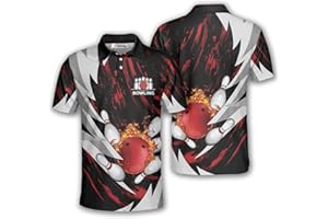 PRIMESTY Bowling Shirts Gift for Bowling Lover, Bowling Shirt for Men Women Polo Team 3D Unisex Jersey Short Sleeve Funny