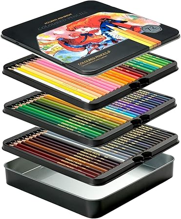 72 Crayons De Couleur Kit Professionnel De 72 Couleurs Crayon à Colorier Avec Noyau De 33 Mm Boîte En Métal Crayons Pré Aiguisés Pour Peinture