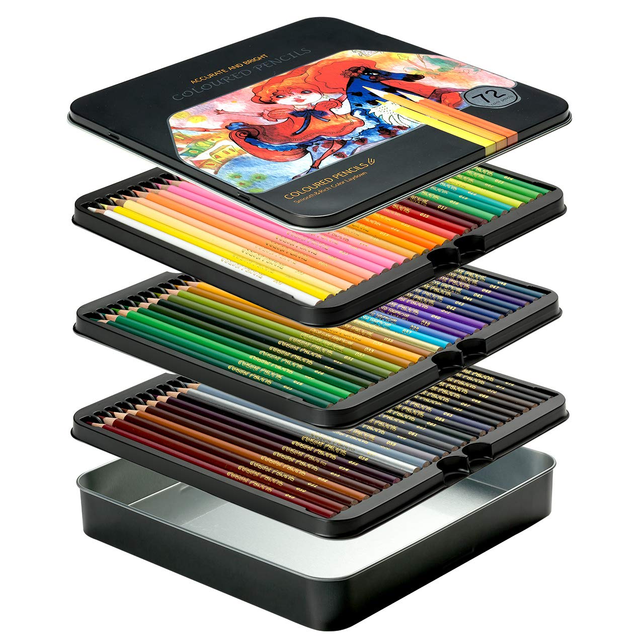 Buntstifte Set VicTsing 72 Farbstift Metallbox 3,3 mm Mine haltbar 72 brillanten Farben