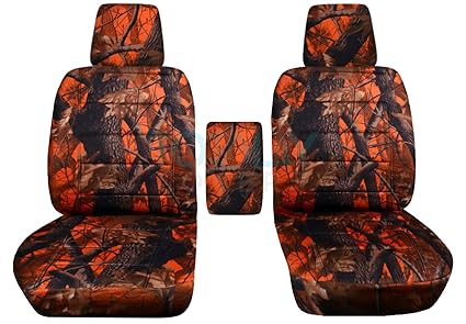 2004 2008 Ford F 150 Camo Truck Bucket Seat Covers With Center Armrest Wwo Integrated Seat Belts Orange Real Tree Camouflage 16 Prints 2005 2006