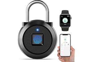 Gym Locker Padlock Fingerprint Padlock eLinkSmart - Waterproof Keyless Smart Lock Bluetooth App Authorized View Record Combination Padlock for School Gym Locker Gun Case Field Box Black