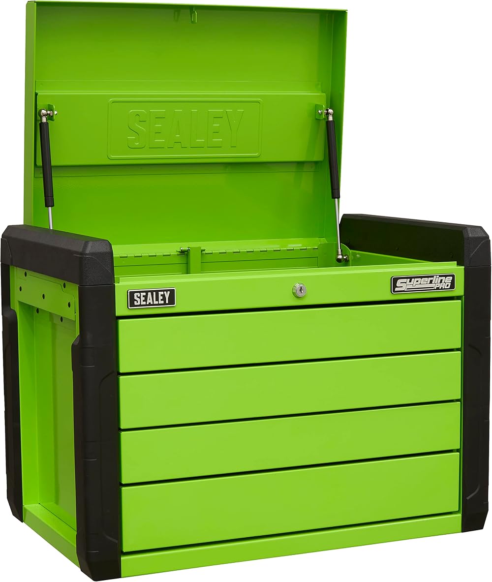 Sealey APPD4G Push-to-Open Topchest 4 Drawer Green Ball-Bearing Tool Chest