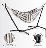 VonHaus Hammock with Stand Freestanding 2 Person Blue White Stripes view 8