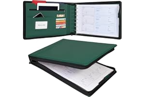 REALIKE Zippered Business Checkbook Binder for Business Checks, 7 Ring Check Binder for 9x13 Sheets,600 Checks Capacity, PU Leather Portfolio with Zipper Pouch & Storage Organizer