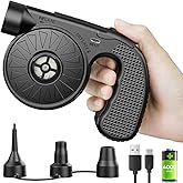 Dr.Meter Air Pump for Inflatables, 4000mAh Rechargeable Air Mattress Pump with 3 Nozzles, Quick-Fill Inflator Deflator Portable Air Pump for Inflatable Pool Floats Raft Bed Boat