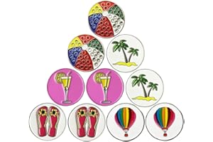 PINMEI Lot of 10 Golf Ball Markers Assorted Patterns - Soft Enamel Technique