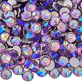 Blinginbox Flat Back Crystal Rhinestones Round Gems for Nail Art and Craft Glue Fix,Lt.Amethyst AB (2.7-2.8mm) SS10/1440pcs