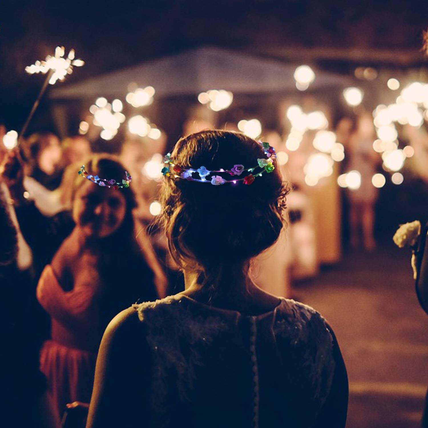 Fansport LED Flower Crowns Light up Flowers Wreath Luminous Flower Headband Crown Floral Headpiece Photograph Prop For Girls Women Wedding Festival Christmas New Year Party (10PCS)